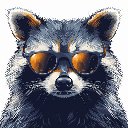 A raccoon wearing sunglasses and a hat, giving it a cool and stylish appearanceのイラスト素材