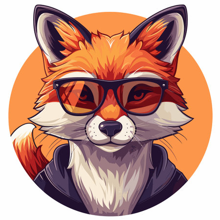 A cartoon fox wearing sunglasses and a smile.のイラスト素材