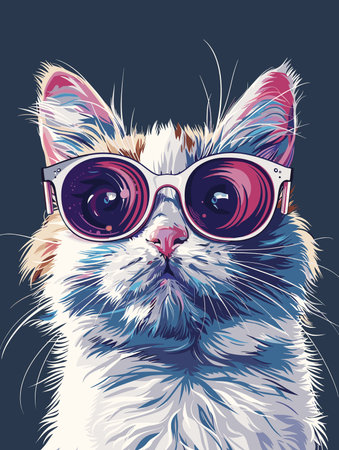 Cute cat in sunglasses. Vector illustration of a cat in glasses.のイラスト素材
