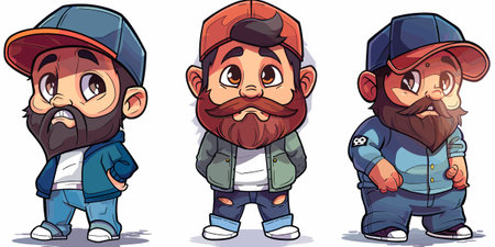 Cartoon men with beard. Vector clip art illustration with simple gradients. Each on a separate layer.のイラスト素材