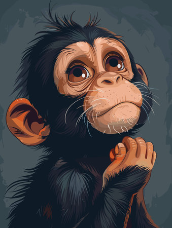 Chimpanzee monkey portrait. Vector illustration in cartoon style.のイラスト素材