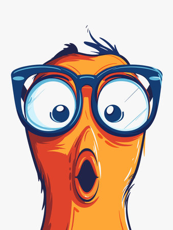 Funny cartoon bird with glasses. Vector illustration on white background.のイラスト素材