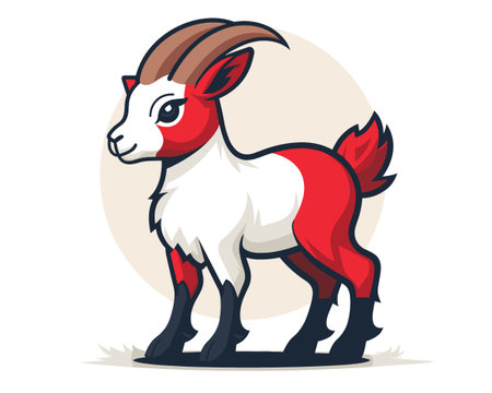Vector illustration of a goat isolated on a white background. Cartoon style.のイラスト素材