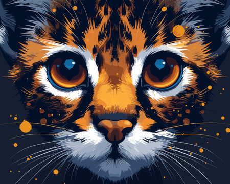 Beautiful portrait of a wild cat. Vector illustration of a wild cat.のイラスト素材