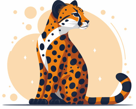 Cute cartoon cheetah. Animal character. Vector illustration.のイラスト素材