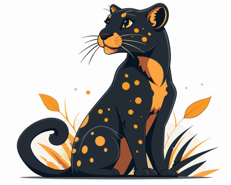 Cartoon leopard. Vector illustration isolated on a white background.のイラスト素材