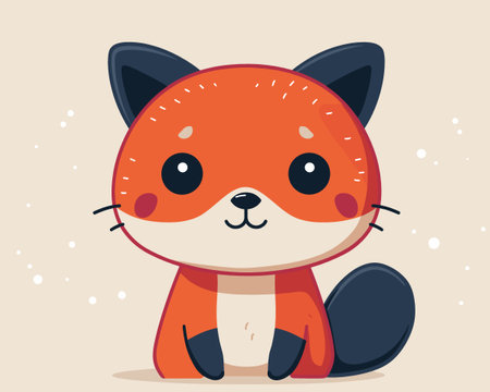 Cute cartoon fox. Cute animal character. Vector illustration.のイラスト素材