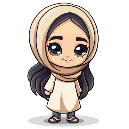 illustration of Cute Cartoon Muslim Girl Wearing Hijabのイラスト素材
