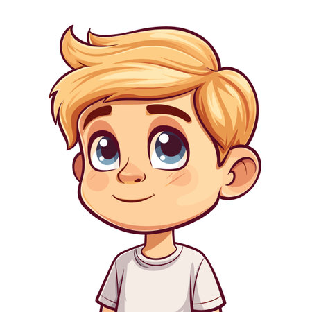 Cute boy with blond hair. Vector illustration on white background.のイラスト素材