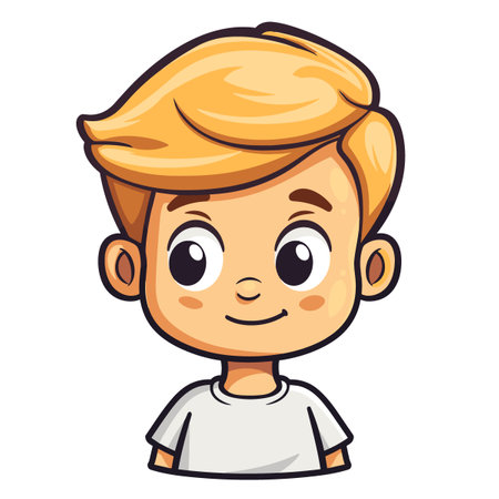 Cute cartoon boy with blond hair. Vector illustration isolated on white background.のイラスト素材