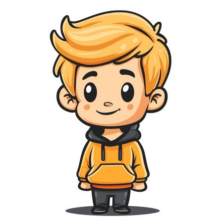 Cute boy in warm clothes character vector illustration. Cartoon style.のイラスト素材