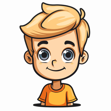 Cute Little Boy Smiling Cartoon Mascot Character Vector Illustrationのイラスト素材