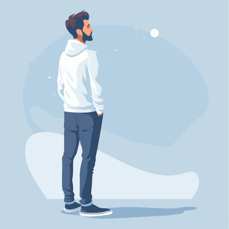 Young man in casual clothes. Vector illustration in a flat style.