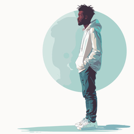 Young african american man in casual clothes. Vector illustration.のイラスト素材