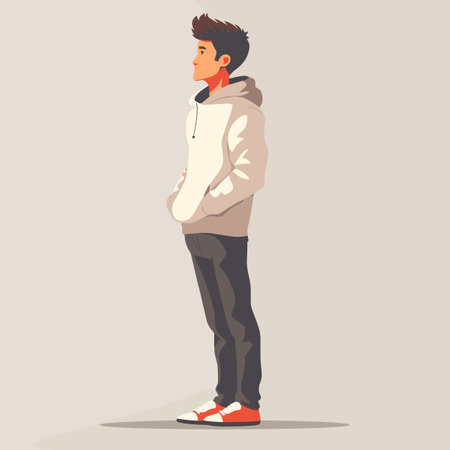 Young man in casual clothes. Vector illustration in a flat style.のイラスト素材