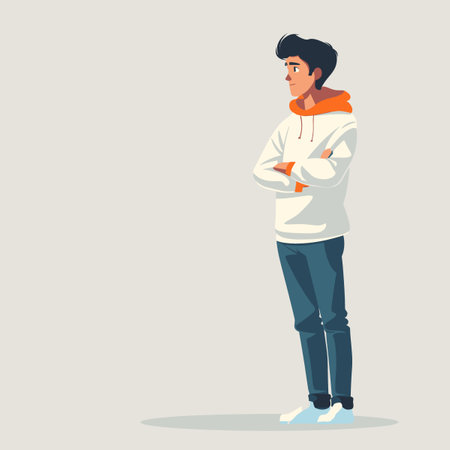 Young man in casual clothes. Vector illustration in a flat style.のイラスト素材
