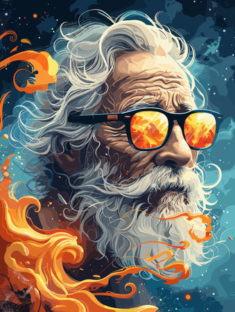Portrait of a bearded old man with glasses. Vector illustration.のイラスト素材