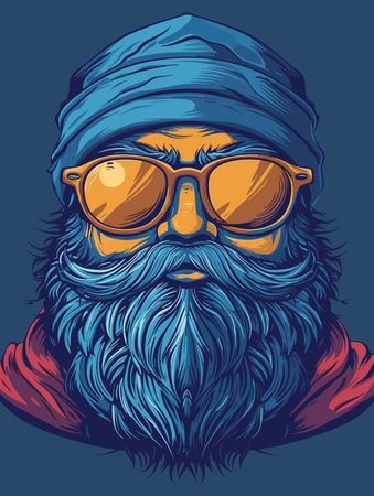 Bearded hipster with sunglasses. Vector illustration for your design.のイラスト素材
