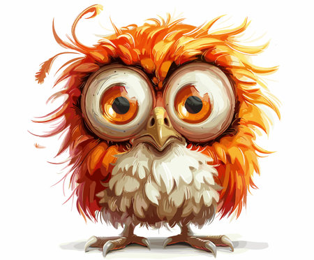 Cute owl isolated on white background. Cartoon style. Vector illustration.のイラスト素材