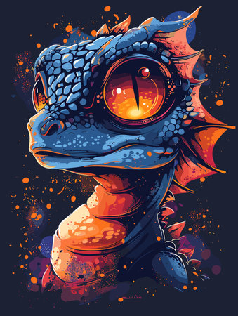 Vector illustration of a dragon head in the form of a tattoo.のイラスト素材