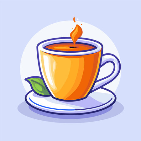 Cup of tea with candle. Vector illustration in cartoon style.のイラスト素材