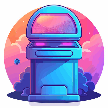 Retro arcade game machine. Cartoon illustration of retro arcade game machine vector icon for web designのイラスト素材