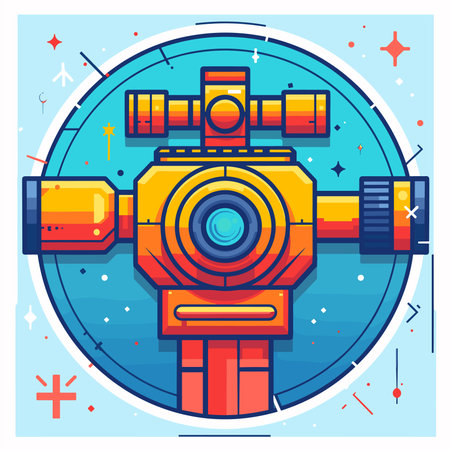 Vector illustration of video camera on blue background. Flat style design.のイラスト素材