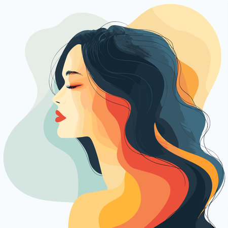 Portrait of a beautiful woman with long hair. Vector illustration.のイラスト素材