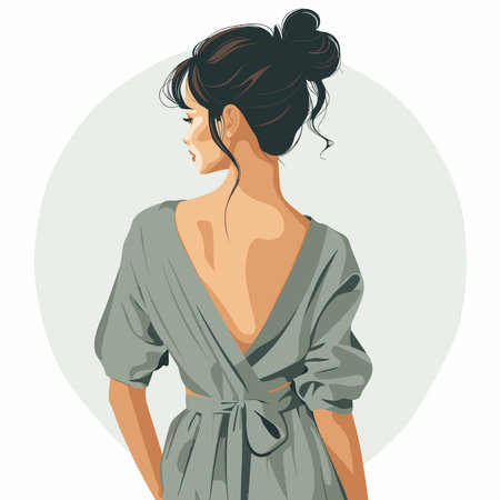 Portrait of a beautiful woman in a bathrobe. Vector illustration.のイラスト素材