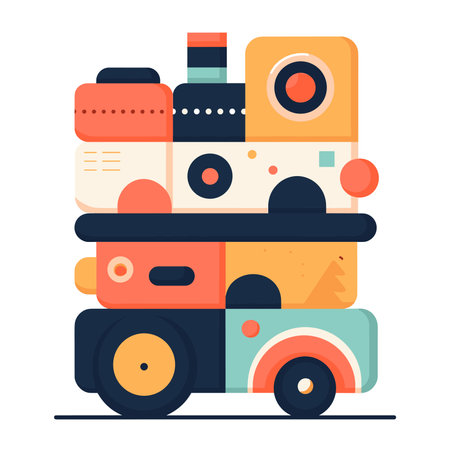 Cute toy train. Colorful vector illustration in flat style.のイラスト素材