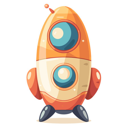Cute cartoon rocket. Vector illustration isolated on a white background.のイラスト素材