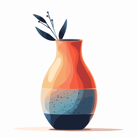 Vase with plants. Vector illustration isolated on a white background.のイラスト素材