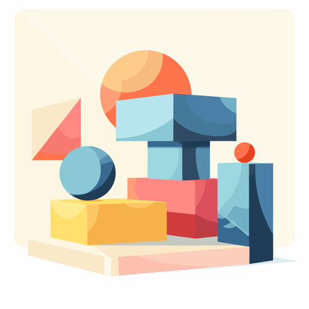Colorful abstract geometric composition. Vector illustration in a flat style.のイラスト素材