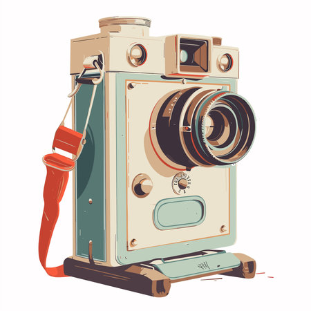 Vintage camera isolated on white background. Vector illustration in retro style.のイラスト素材