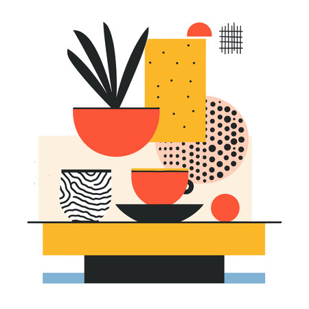 Coffee cup and saucers. Vector illustration in flat styleのイラスト素材