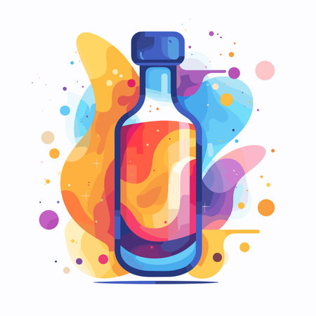 Colorful vector illustration of a bottle of alcoholic drink. Flat style.のイラスト素材
