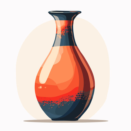 Vase icon. Vector illustration of a vase with red paint.のイラスト素材
