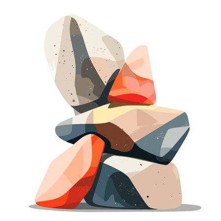 Vector illustration of a pile of stones isolated on a white background.のイラスト素材