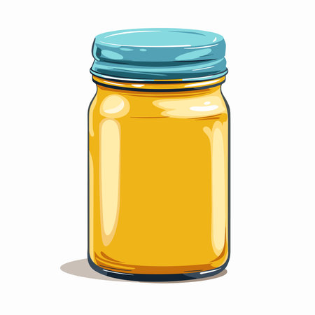 Illustration of a glass jar with honey on a white background.のイラスト素材