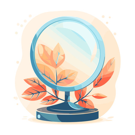 Magnifying glass with autumn leaves. Vector illustration in cartoon style.のイラスト素材