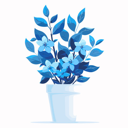 Bouquet of blue flowers in a vase. Vector illustration.のイラスト素材