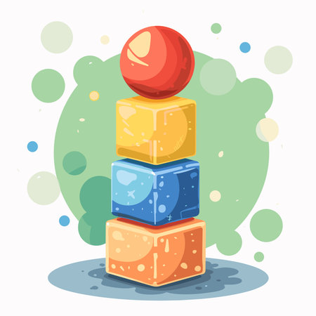 Cartoon colorful cubes toy. Vector illustration in flat design style.のイラスト素材