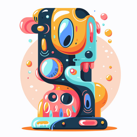 Cartoon vector illustration of cute monster. Colorful cartoon character.のイラスト素材