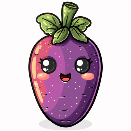 Cute kawaii purple carrot isolated on white background. Vector illustration.のイラスト素材
