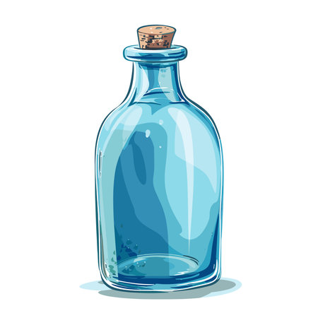 Illustration of a glass bottle with a cork on a white backgroundのイラスト素材