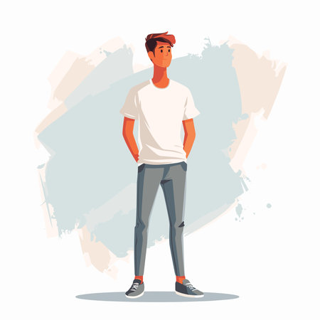 Hipster young man in casual clothes. Vector illustration in cartoon styleのイラスト素材