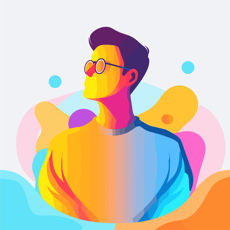 Portrait of a young man with glasses. Vector illustration in flat style.