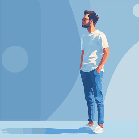 Hipster young man with beard and sunglasses. Vector illustration.のイラスト素材