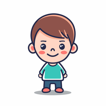 Cute little boy character design. Vector illustration in cartoon style.のイラスト素材