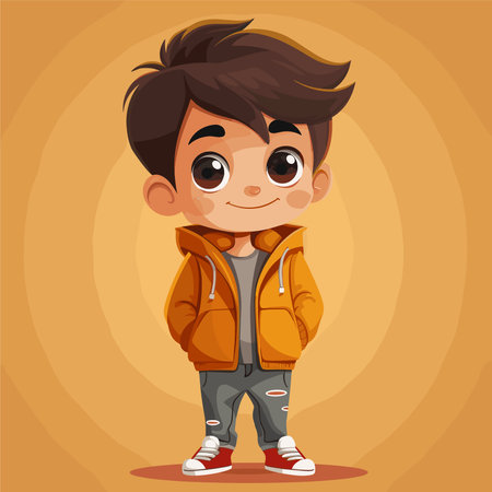 cute little boy cartoon character vector illustration eps10 graphic design